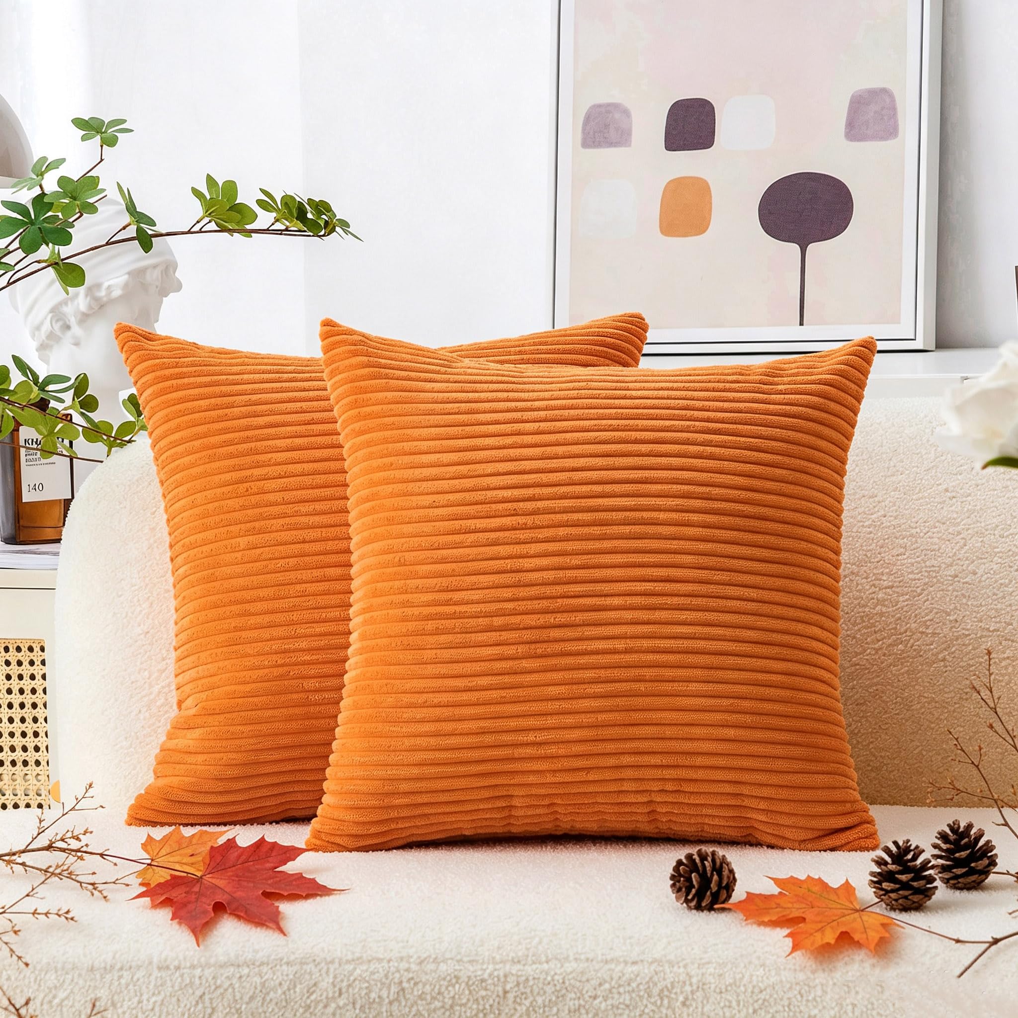 Home Brilliant Burnt Orange Cushion Covers Autumn Super Soft Large